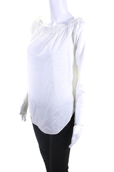 Rag & Bone Womens Long Sleeves Off The Shoulder Blouse White Cotton Size Small