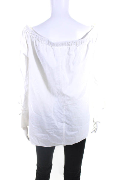 Rag & Bone Womens Long Sleeves Off The Shoulder Blouse White Cotton Size Small