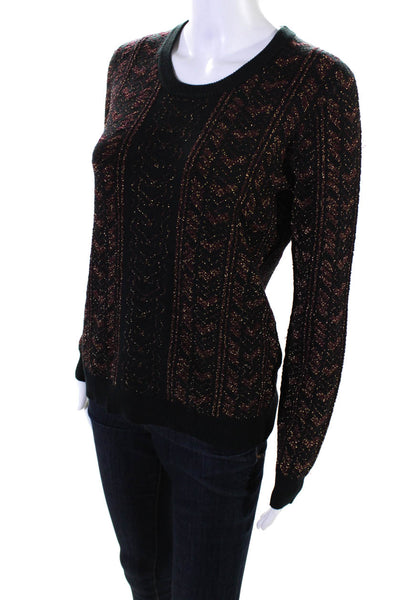 Rag & Bone  Women's Crewneck Long Sleeves Glitter Sweater Black Size S