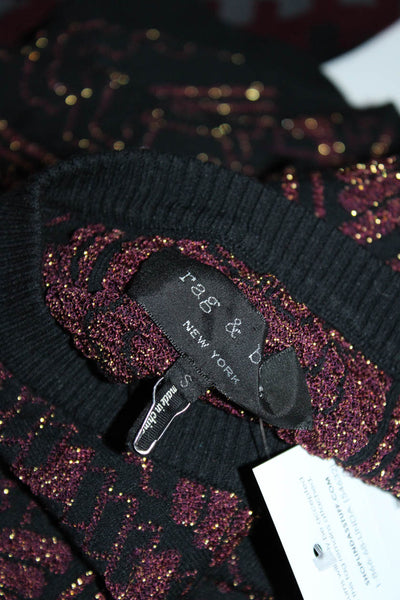 Rag & Bone  Women's Crewneck Long Sleeves Glitter Sweater Black Size S