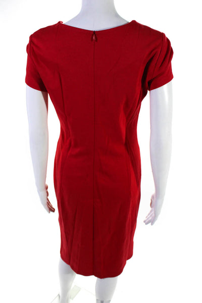 L.K. Bennett Women's V-Neck Short Sleeves Bodycon Midi Dress Red Size 4