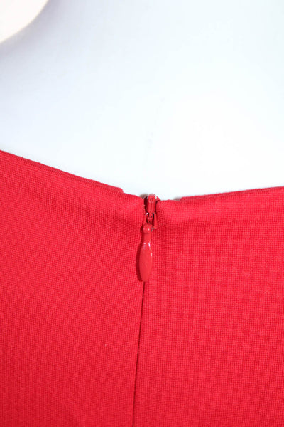 L.K. Bennett Women's V-Neck Short Sleeves Bodycon Midi Dress Red Size 4