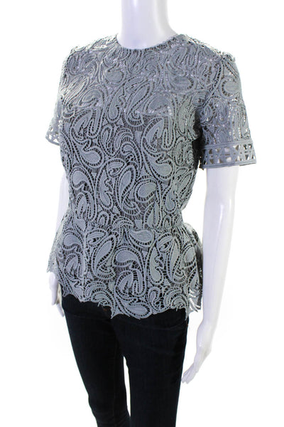 Karina Grimaldi Women's Round Neck Short Sleeves Peplum Blouse Gray Size M