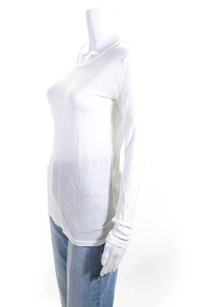 T Alexander Wang Womens Darted Round Neck Long Sleeve Pullover Top White Size XS