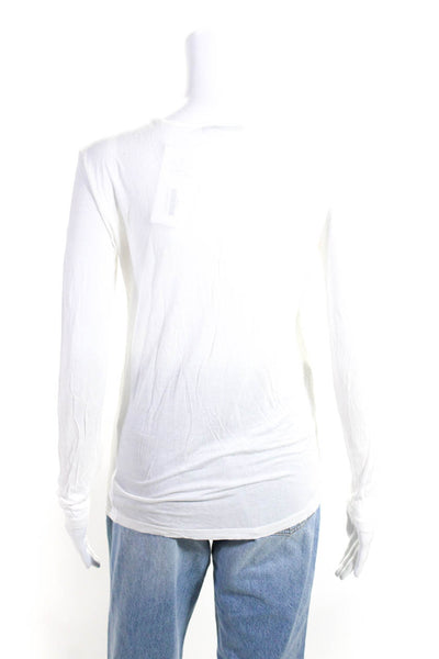 T Alexander Wang Womens Darted Round Neck Long Sleeve Pullover Top White Size XS