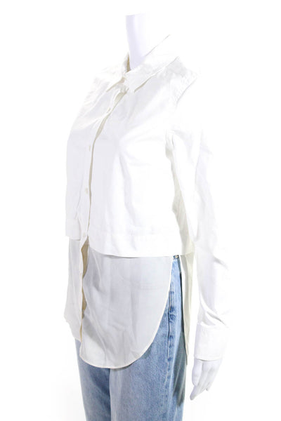 Rails Womens Cotton Layered Patchwork Buttoned Long Sleeve To[p White Size XS