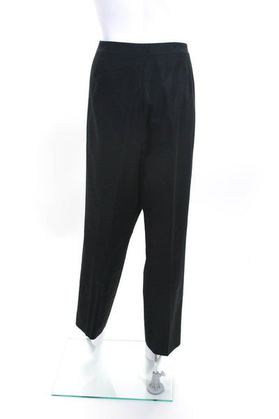 Lafayette 148 New York Womens Zipper Fly Pleated Trouser Pants Black Cotton 16