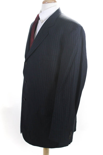 Giorgio Cavalli Mens Three Button Pinstripe Blazer Jacket Gray Wool Size 48 Long