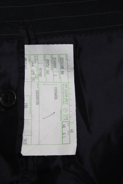 Giorgio Cavalli Mens Three Button Pinstripe Blazer Jacket Gray Wool Size 48 Long