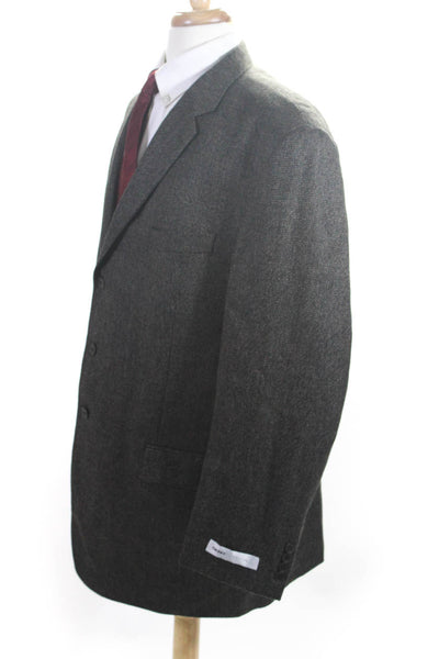 DKNY Essentials Mens Woven Tweed Three Button Blazer Jacket Black Brown Size 48