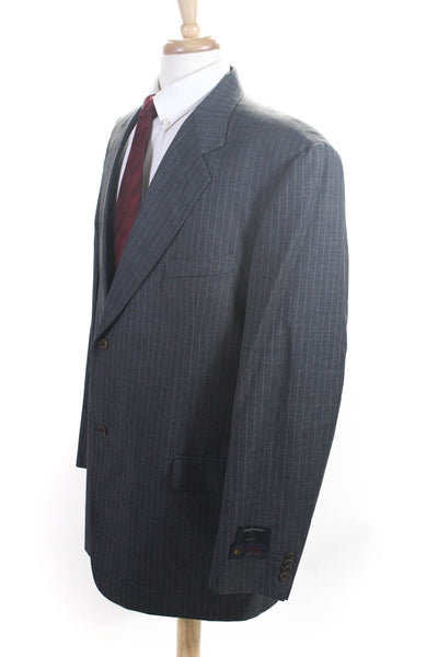 Giorgio Cavalli Mens Two Button Pinstripe Blazer Jacket Gray Wool Size 48 Long