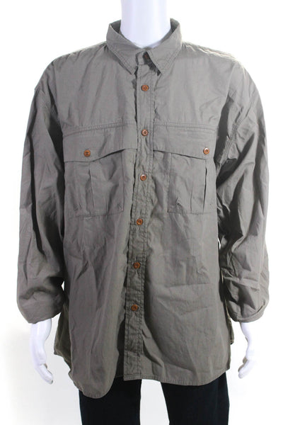 Orvis Mens Long Sleeve Button Up Khaki Shirt Jacket Shacket Light Brown Size XXL