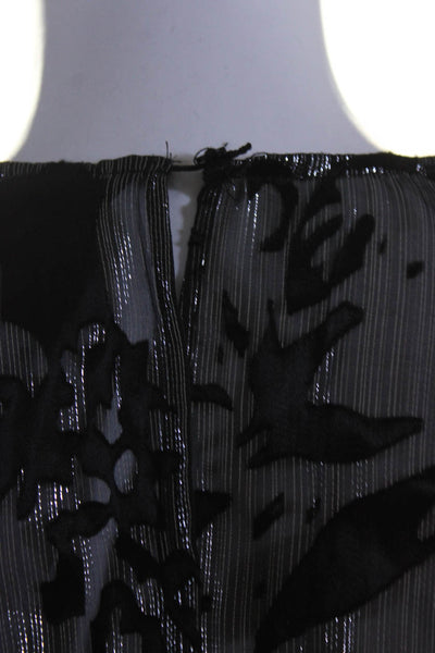 Zara Womens Long Sleeve Crew Neck Metallic Tiered Dress Black Silver Size Small