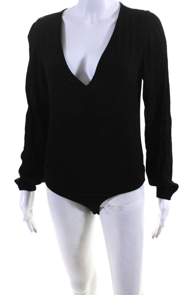 Lovers + Friends Women's Long Sleeve V Neck Bodysuit Black Size S