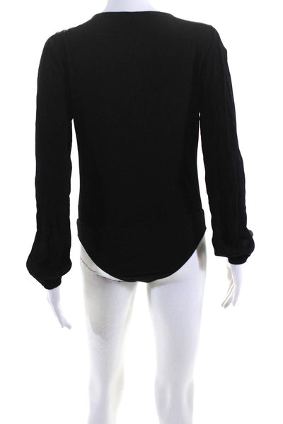 Lovers + Friends Women's Long Sleeve V Neck Bodysuit Black Size S