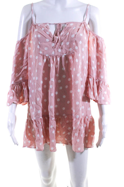 Tularosa Women's Off Shoulder Polka Dot Mini Dress Pink Size S