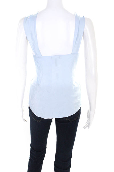 Rag & Bone Womens Crepe Twist Strappy Tank Top Blouse Light Blue Size S