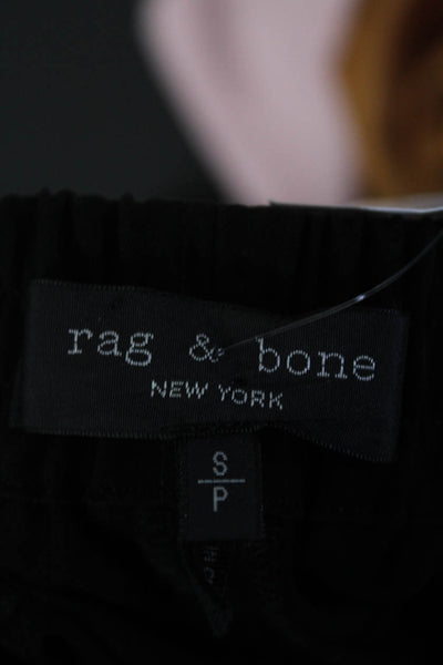Rag & Bone Womens Woven Elastic Waist High Rise Straight Leg Pants Black Size S