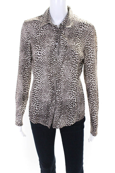 Equipment Women's Silk Spotted Button Down Blouse Brown Size M