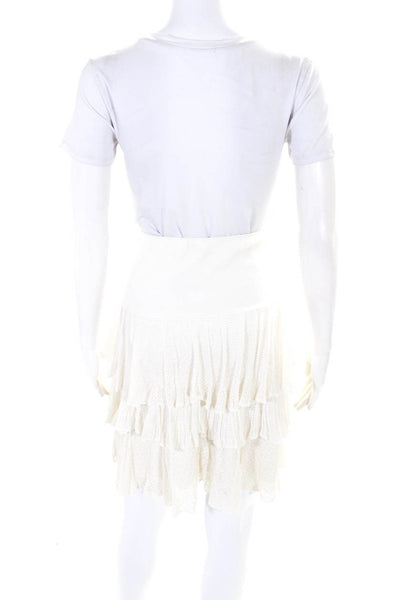 Ralph Lauren Rugby Women's Silk Lace Tiered Knee Length Skirt White Size M