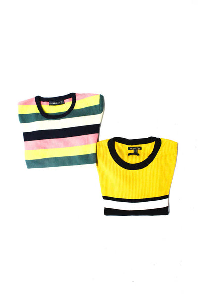 Zara Massimo Dutti Women's Shirt Sleeve Striped Knit Top Multicolor Size S Lot 2