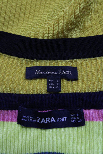 Zara Massimo Dutti Women's Shirt Sleeve Striped Knit Top Multicolor Size S Lot 2