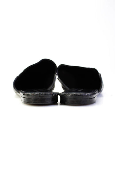 Jenni Kayne Womens Leather Pointed Toe Slip On Mules Slides Black Size 7