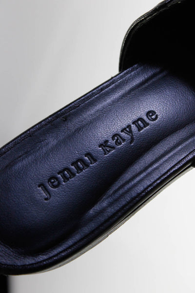 Jenni Kayne Womens Leather Pointed Toe Slip On Mules Slides Black Size 7