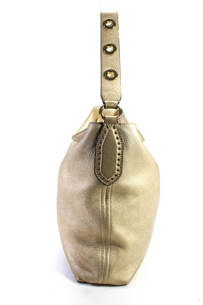 Michael Kors Womens Leather Grommet Studded Handle Open Tote Handbag Gold