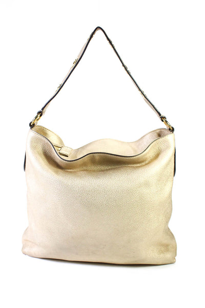 Michael Kors Womens Leather Grommet Studded Handle Open Tote Handbag Gold