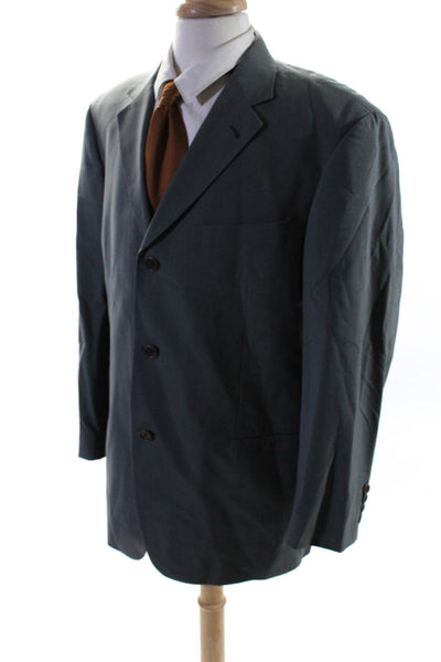 Boss Hugo Boss Mens Wool Notched Collar Three Button Blazer Jacket Gray Size 42S