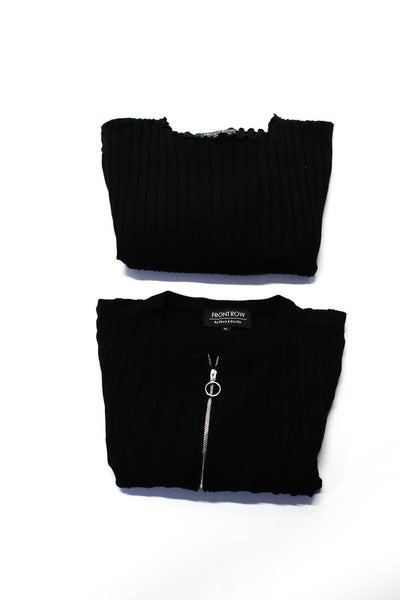 Front Row Womens Ribbed Knit Sweaters Tops Black Size XL Lot 2