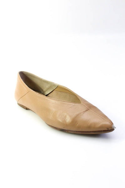 Aeyde Womens Leather Rubber Sole Closed Pointed Toe Slip-On Flats Brown Size 6.5