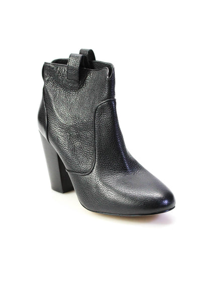 French Connection Womens Leather Pull On Ankle Booties Black Size 40 10