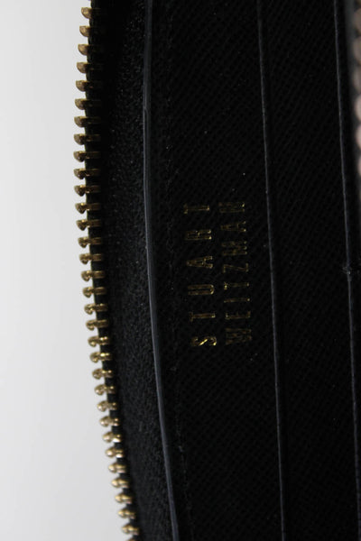 Stuart Weitzman Women's Patent Leather Snakeskin Print Wristlet Wallet Black