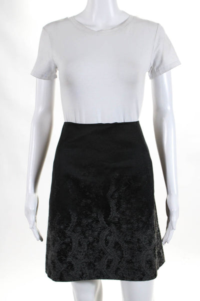 Elie Tahari Womens Paisley Lace Printed A Line Short Skirt Black Gray Size 8