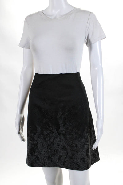 Elie Tahari Womens Paisley Lace Printed A Line Short Skirt Black Gray Size 8