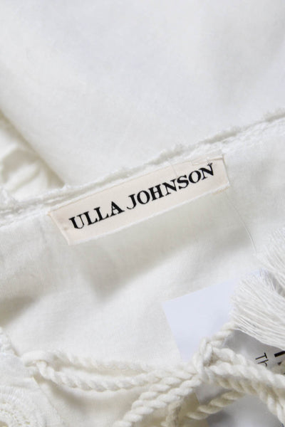 Ulla Johnson Womens Lace V Neck Lace Up Long Sleeved A Line Dress White Size 0