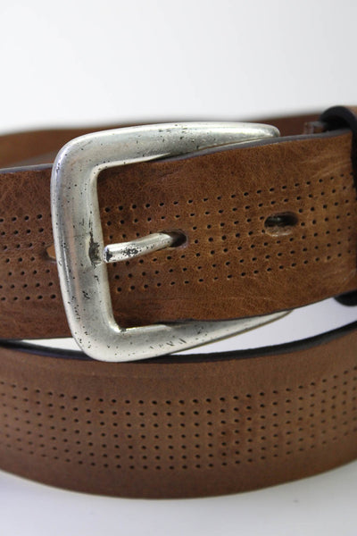 Berge Uomo Mens Classic Perforated Leather Medium Width Belt Brown Size 36