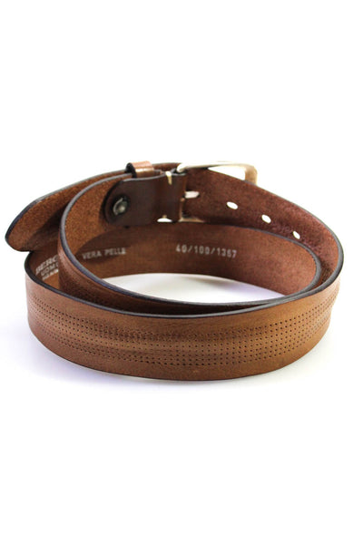 Berge Uomo Mens Perforated Leather Medium Width Belt Brown Size 40