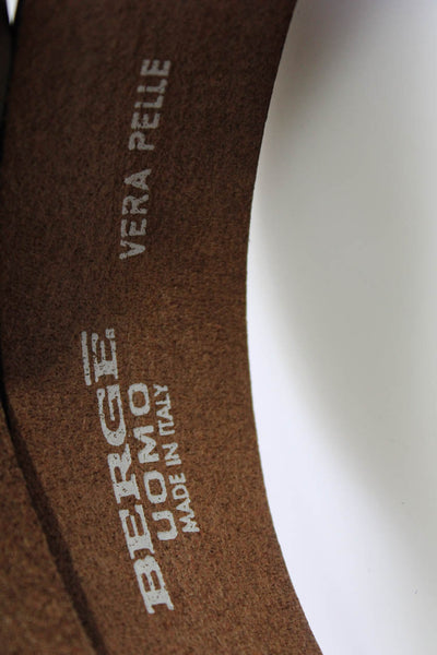 Berge Uomo Mens Perforated Leather Medium Width Belt Brown Size 40