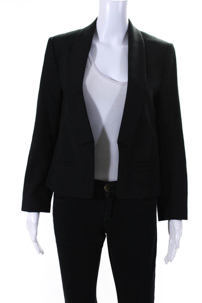Joseph Womens Open Front Collared Sabre Cropped Blazer Jacket Black Size FR 38