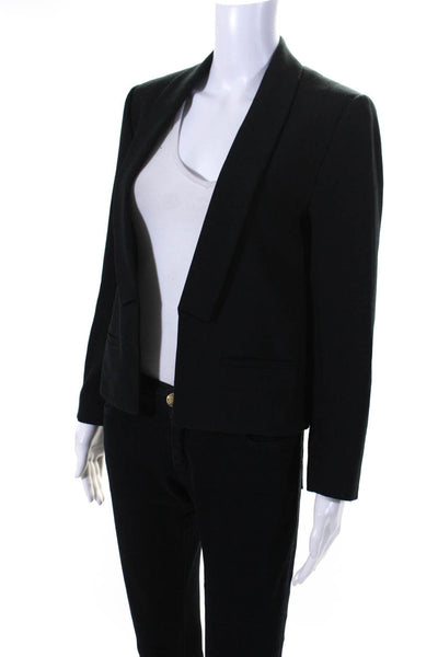 Joseph Womens Open Front Collared Sabre Cropped Blazer Jacket Black Size FR 38