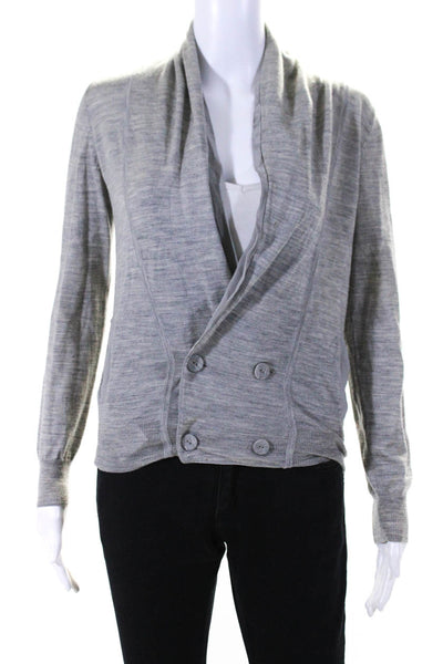 Comptoir Des Cotonniers Womens Double Breasted Cardigan Sweater Gray Wool Small