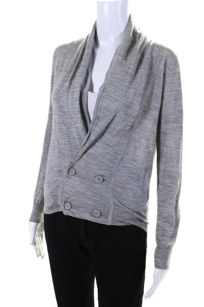 Comptoir Des Cotonniers Womens Double Breasted Cardigan Sweater Gray Wool Small