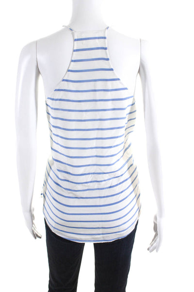 Cami Womens Silk Lace Trim Striped V-Neck Sleeveless Blouse Top White Size L