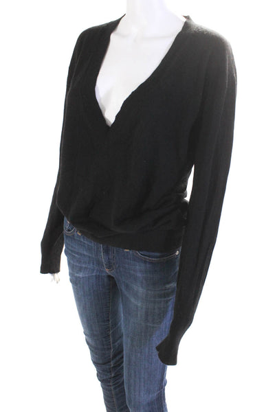 J Crew Womens Silk Blend V Neck Long Sleeves Sweater Black Size Medium