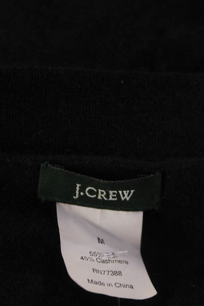 J Crew Womens Silk Blend V Neck Long Sleeves Sweater Black Size Medium