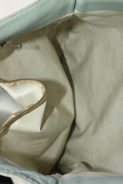 Bottega Veneta Vintage Womens Leather Button Closure Shoulder Handbag Sky Blue