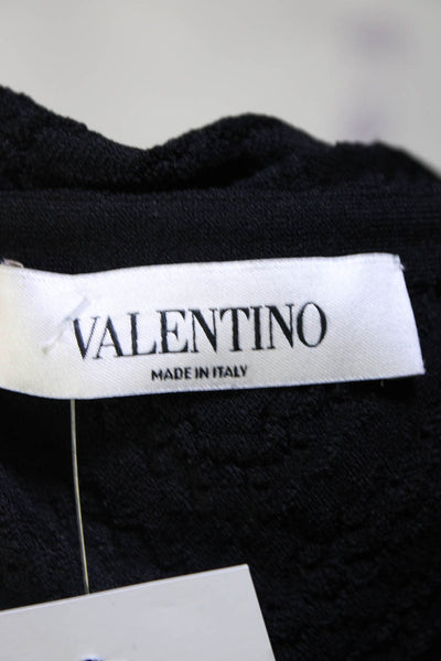 Valentino Womens Short Sleeve Crew Neck Knit Flare Dress Black Size Medium